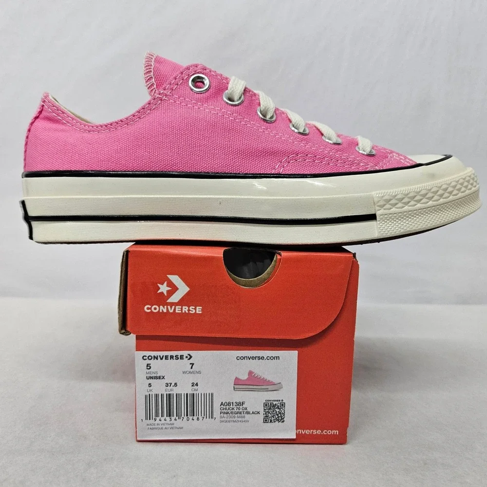 Converse Chuck 70‎ Oxford Shoes A08138F Pink Egret Black Women's Size 7 - Picture 2 of 9